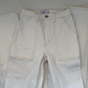 Abercrombie & Fitch Cream Ultra High Rise Pants
